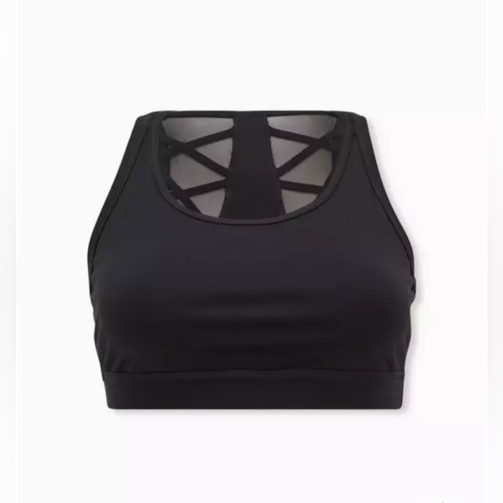 Active Wicking Sports Bra - Performance Core Black with Mesh Back
